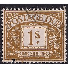 GB 1968 QE2 1/-d Ochre Postage Due Used SG D74 No Wmk ( G458 )