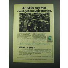 1969 Quaker State Motor Oil Ad - Get Enough Exercise