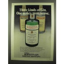 1974 Burnett's Gin Ad - One Makes More Sense