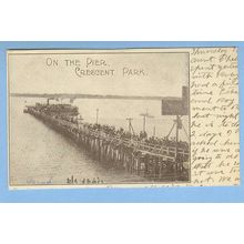 Rhode Island Crescent Park On The Pier Photo Type View Long Pier Crowded w~1135