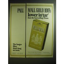 1974 Pall Mall Cigarettes Ad - Pall Mall Gold 100's lower in tar