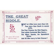 Miser Spendthrift Shopaholic To The Grave Poem Songcard Old Postcard