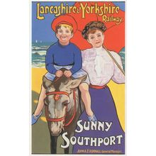Sunny Southport Lancashire & Yorkshire Railway Poster Postcard