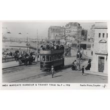 Margage WW1 Harbour Thanet Bus Tram No 9 at Harbour Photo Postcard