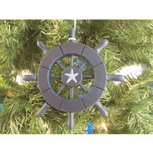Pack Of 2] Dark Blue Decorative Ship Wheel With Starfish Christmas Tree Orna...
