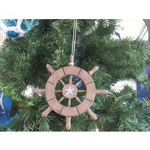 Pack Of 2] Rustic Wood Finish Decorative Ship Wheel With Starfish Christmas ...