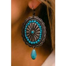 Sea Green Western Retro Turquoise Dangle Earrings
