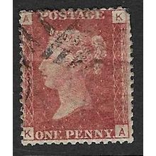 GB 1858 QUEEN VICTORIA 1d RED PLATE 169 USED SG43 / 44 " KA "