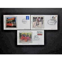 1982 GROUP OF THREE BENHAM SILK COMMEMORATIVE POSTMARKED COVERS. #01117