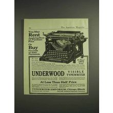 1917 Typewriter Emporium Ad - Underwood Visible