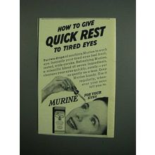1950 Murine for Your Eyes Ad - Quick Rest to Tired Eyes