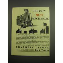 1948 Coventry Climax Fork Trucks Ad - Britain must mechanise