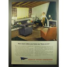 1952 American Viscose Corporation Ad - How rayon makes your home say come on in