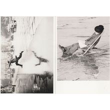 King Canute Jumping Puddle Yorkshire 2x Disaster Weather Postcard s