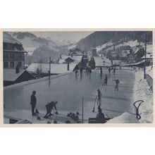 Adelboden Roof Curling Ice Skating Sports Rink Switzerland Old Postcard