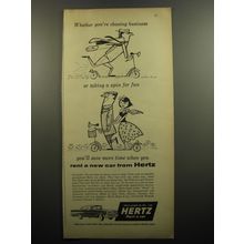 1957 Hertz Rent a Car Ad - Whether you're chasing business or taking a spin