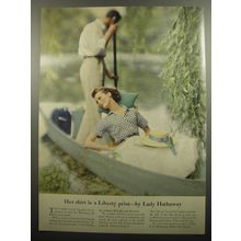 1957 Hathaway Shirts Ad - Her shirt is a Liberty print - by Lady Hathaway