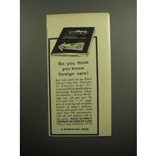 1957 McGraw-Hill Book Ad - Treasury of Foreign Cars by Floyd Clymer