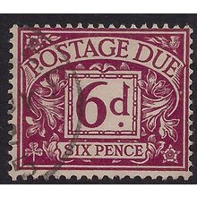 GB 1959 - 63 QE2 6d Purple Postage Due used Wmk 179 SG D63 ( E1304 )