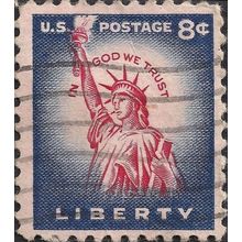 USA, Liberty: In Go We Trust, blue & red 1954, 8c, #3