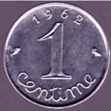 1962 France 1 Centime Coin
