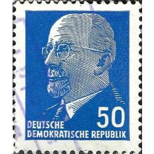 DDR, Walter Ernst Paul Ulbricht, 2nd president, blue 1963, 50pf, #3