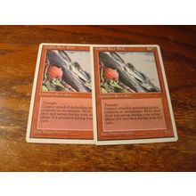 Magic the Gathering, MTG, 2-Cards, 1995, 4th Edition, GOBLIN ROCK SLED,