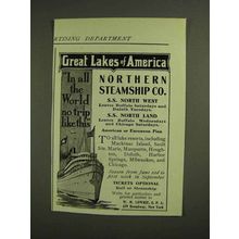 1907 Northern Steamship Co. Ad - Great Lakes
