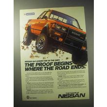 1985 Nissan 4x4 Truck Ad - Proof Begins Road Ends