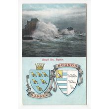 Rough Sea Bognor Regis with Heraldic Crest Postcard 1905 West Sussex