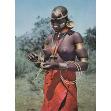 Bukuris Girl Plaiting Hoops For Bead Collars African Rare Postcard