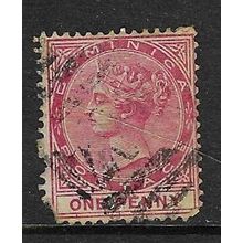 DOMINICA 1886-90 QV WMK CROWN CA 1d ROSE USED SG22 corner perf fault