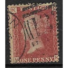 GB 1858 QUEEN VICTORIA 1d RED PLATE 138 USED SG43 / 44 " MK "
