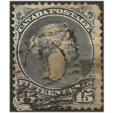 Canada 1868 SG61c 15c Dull Grey-Purple Good++ Used (remainders) . .. .