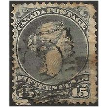 Canada 1868 SG61c 15c Dull Grey-Purple Good++ Used (remainders) . .. .