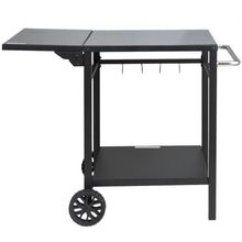Outdoor Grill Dining Cart with Double-Shelf, BBQ Movable Food Prep Table, Mu...
