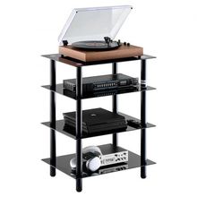 4-Tier AV Media Stand Strengthened Tempered Glass Audio-Video Media Stand