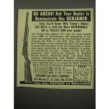 1968 Benjamin Air Rifle Ad - Go ahead! Ask your dealer to demonstrate this