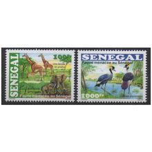 Sénégal 2015 Mi. 2224 - 2226 Faune menacée éléphant girafe Oiseaux