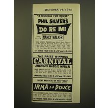 1961 Broadway Plays Advertisement - Do Re Mi; Carnival; and Irma la Douce