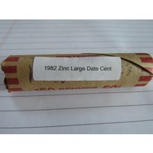 1982 Large Date Zinc Penny Roll, 50 Coins, MINT Never out to public.