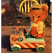 Old Vintage Original Fisher Price Tiny Teddy # 636 7 1/4" Tall 1958
