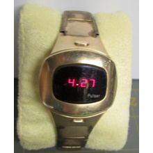 70's PULSAR TIME COMPUTER 4000 P4 14K GF WATCH W/ORIG 10K GF BAND WORKS 8"