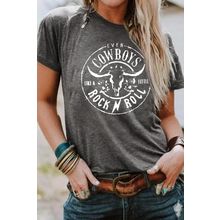 Gray Western Letter Steer Head Graphic Tee