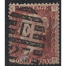 1858 SG43 1d Red Plate 135 Good/Fine Used Check Letters "NK".