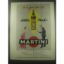 1954 Martini Vermouth Ad - In a gin and it better drink Martini