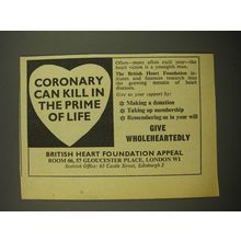 1967 British Heart Foundation Appeal Ad - Coronary can kill in the prime of life