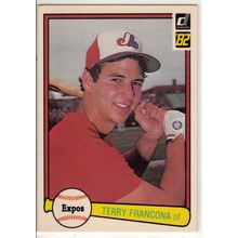 1982 Donruss baseball card 627 Terry Francona Rookie RC - Braves
