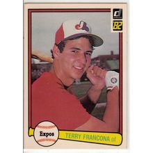 1982 Donruss baseball card 627 Terry Francona Rookie RC - Braves