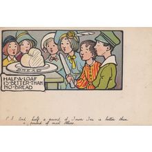 Girl Guide Uniform Type Girl With Loaf Of Bread Half A Loaf Antique Tea Postcard
